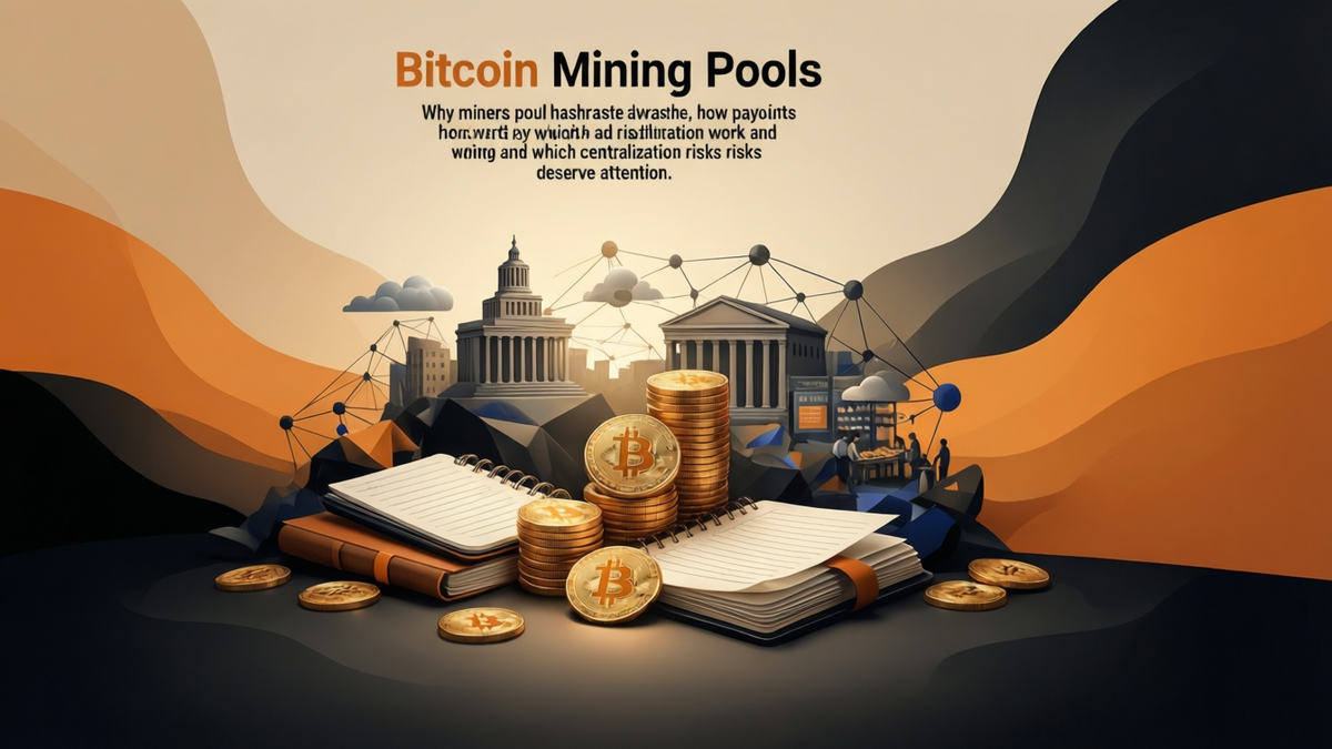 Bitcoin Mining Pools — editorial illustration