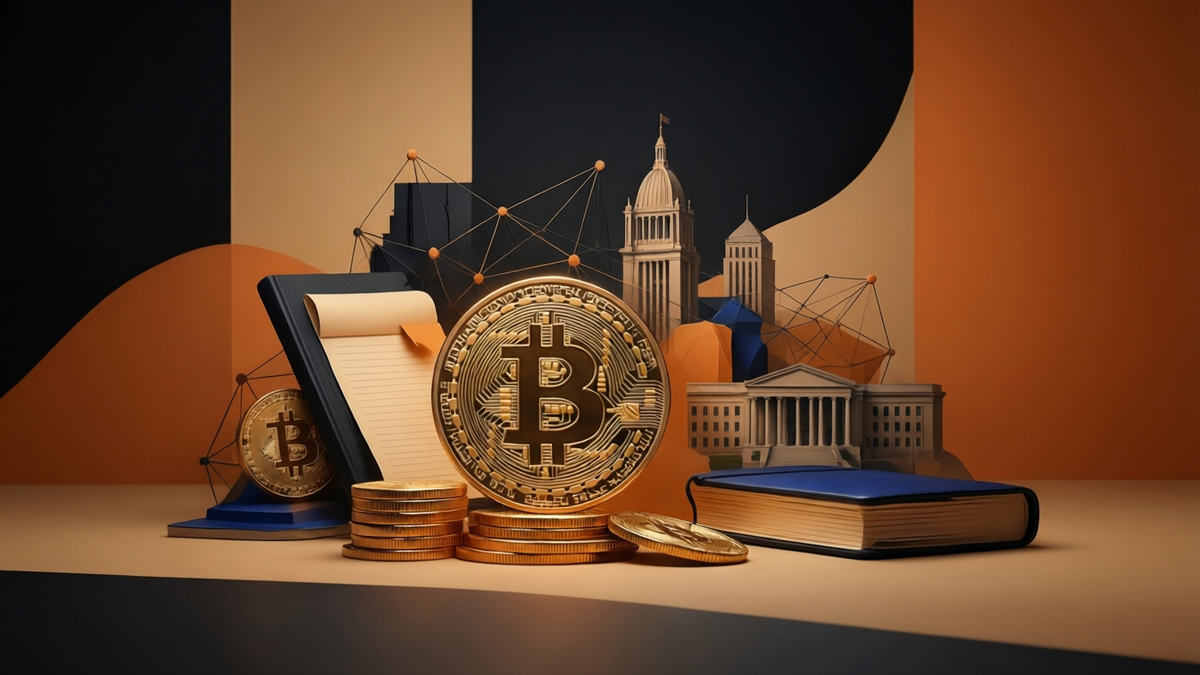 Editorial illustration for: Bitcoin Climbs Above $70,000 as U.S. Stocks Rally Past Historic Milestone
