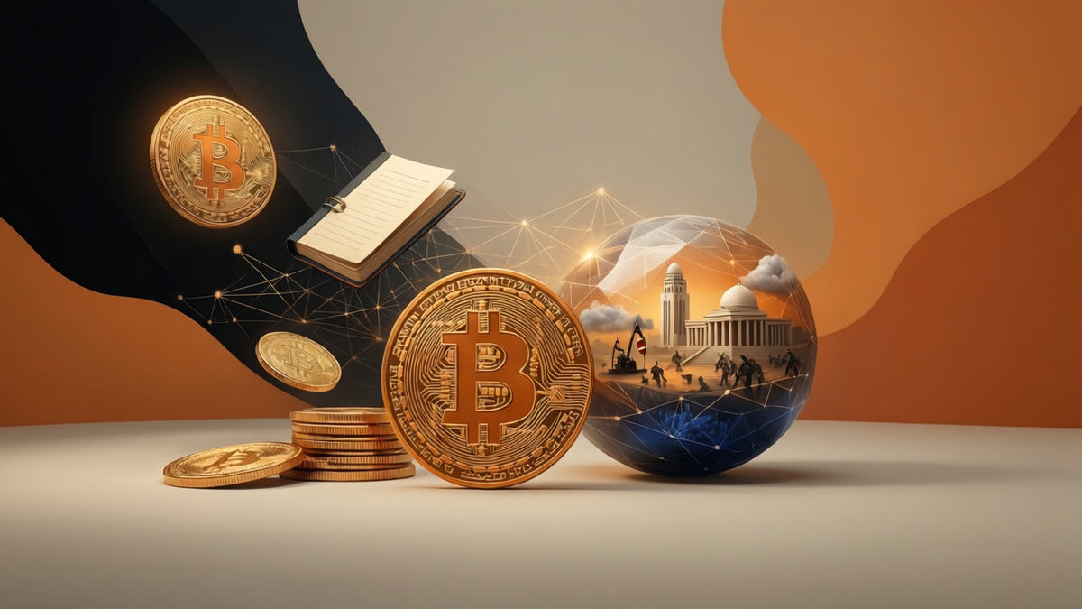 Editorial illustration for: Bitcoin Ends August Up 24% as U.S. Strikes on Iran Push Oil Above $86