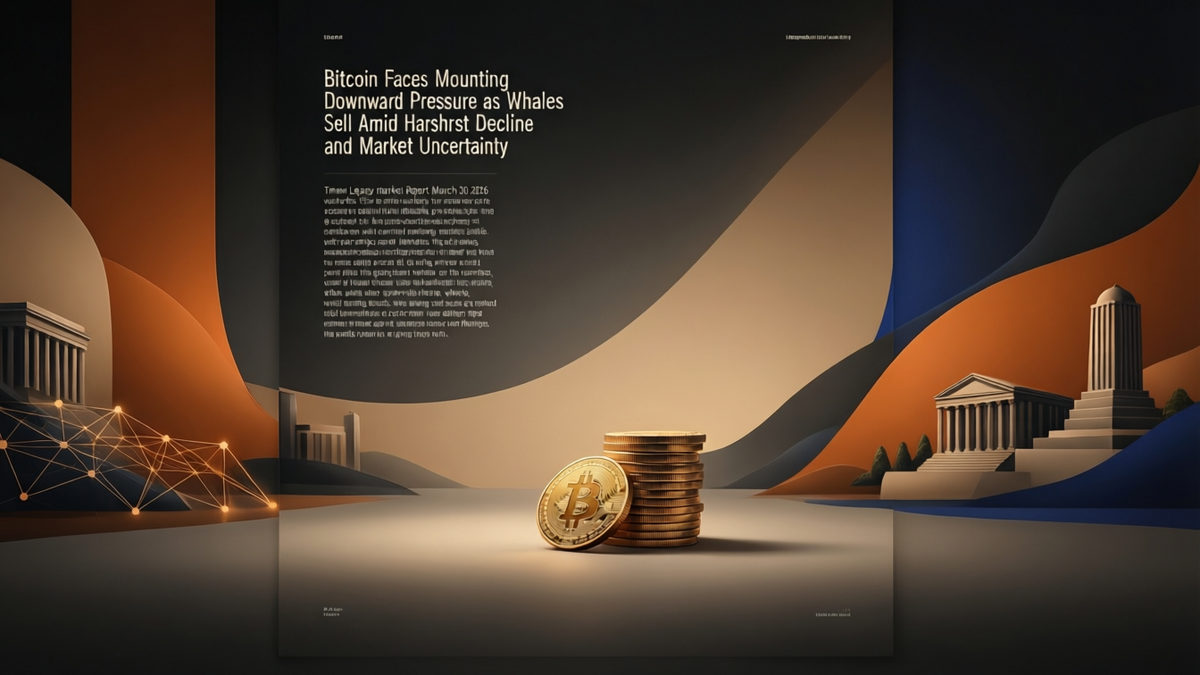 Editorial illustration for: Bitcoin Faces Mounting Downward Pressure as Whales Sell Amid Hashrate Decline and Market Uncertainty