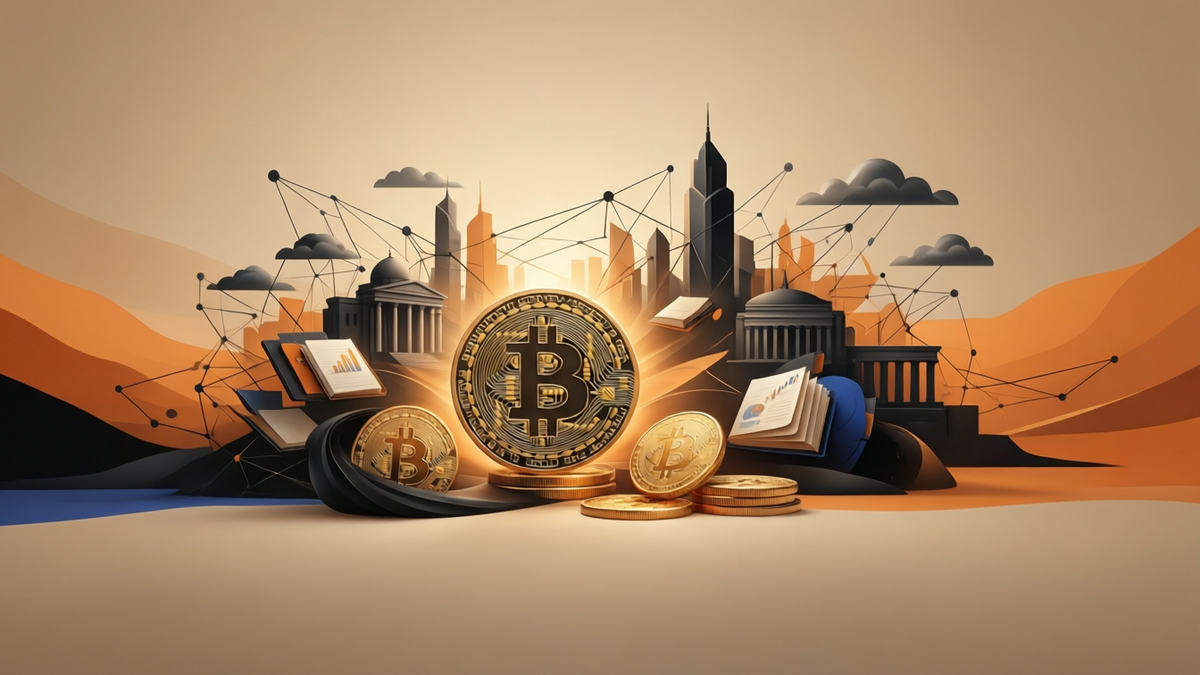 Editorial illustration for: Bitcoin Faces Volatility Amid Middle East Conflict and Equity Market Pullback