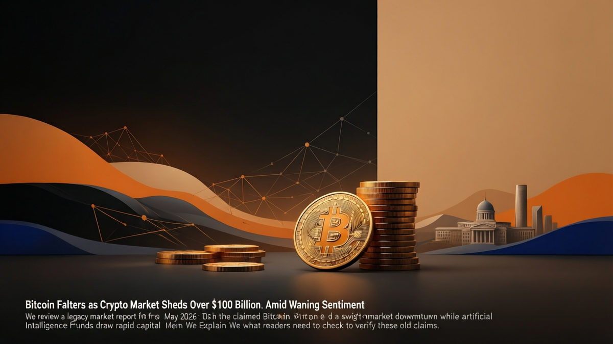 Editorial illustration for: Bitcoin Falters as Crypto Market Sheds Over $100 Billion Amid Waning Sentiment