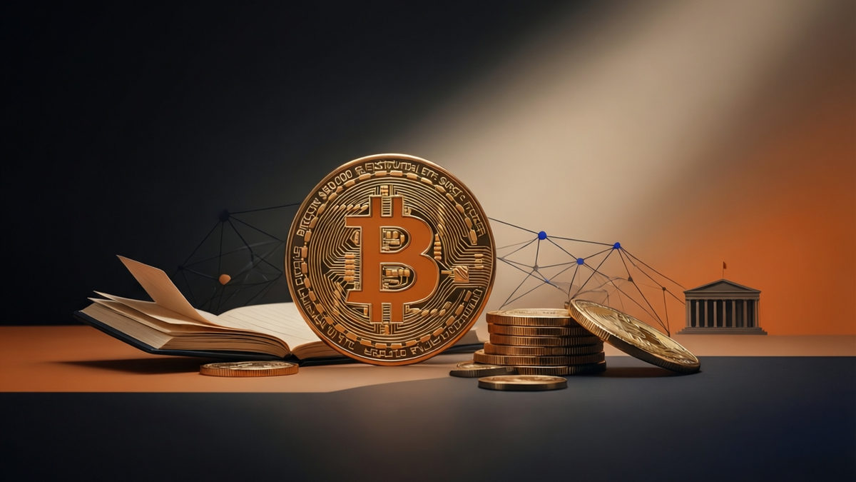 Editorial illustration for: Bitcoin Nears $80,000 as Institutional ETFs Surge Despite Retail Volume Decline
