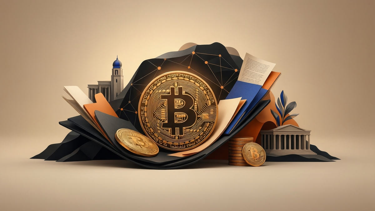 Editorial illustration for: Bitcoin Profit-Taking Intensifies as Middle East Conflict and Market Volatility Undermine Rally