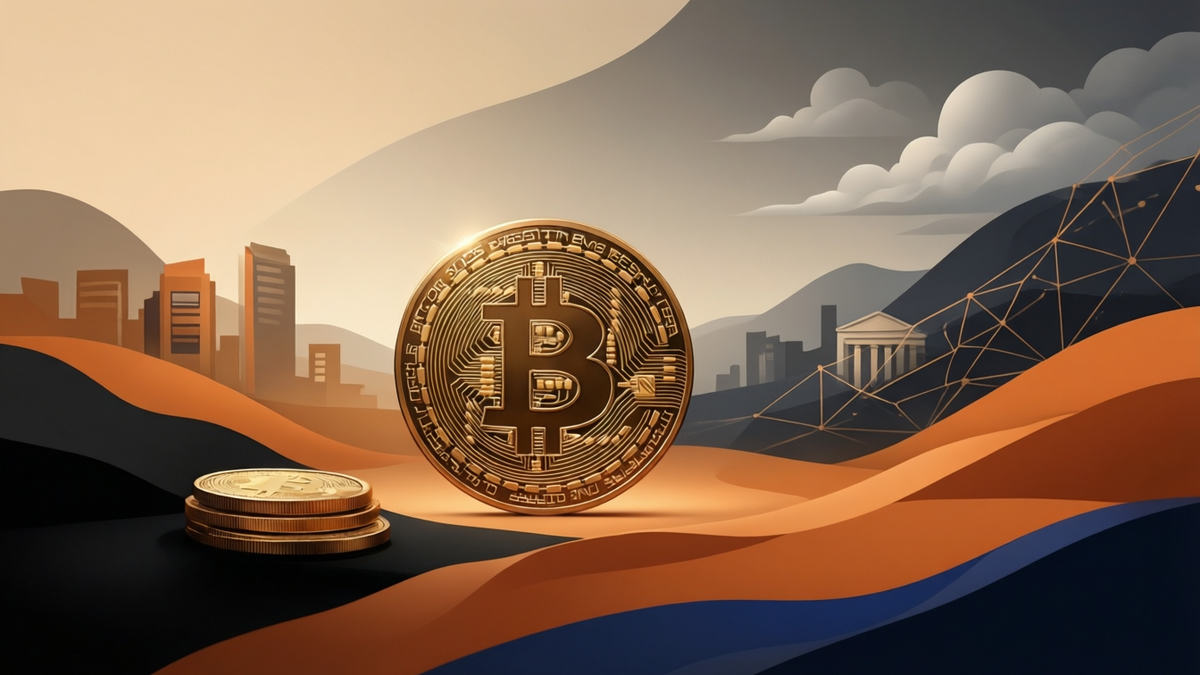 Editorial illustration for: Bitcoin Slides Below $85,000 Amid Rising Yields and Tech Sell-Off