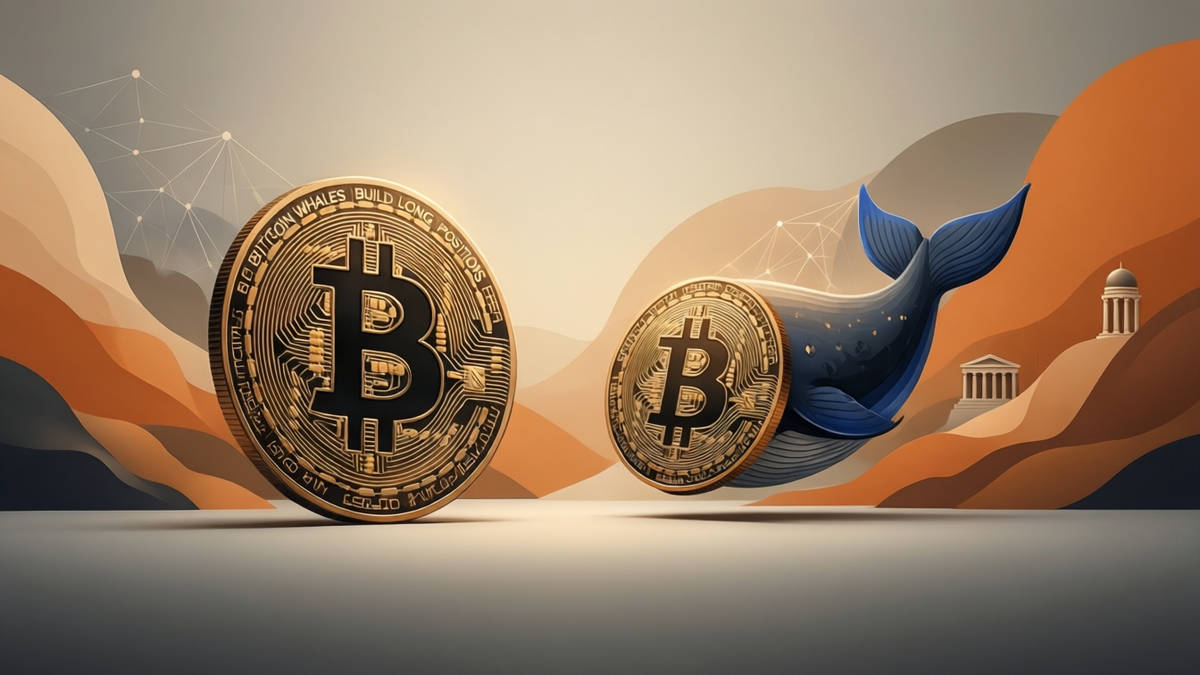 Editorial illustration for: Bitcoin Whales Build Long Positions Amid Market Uncertainty, Setting Stage for Potential Price Breakout