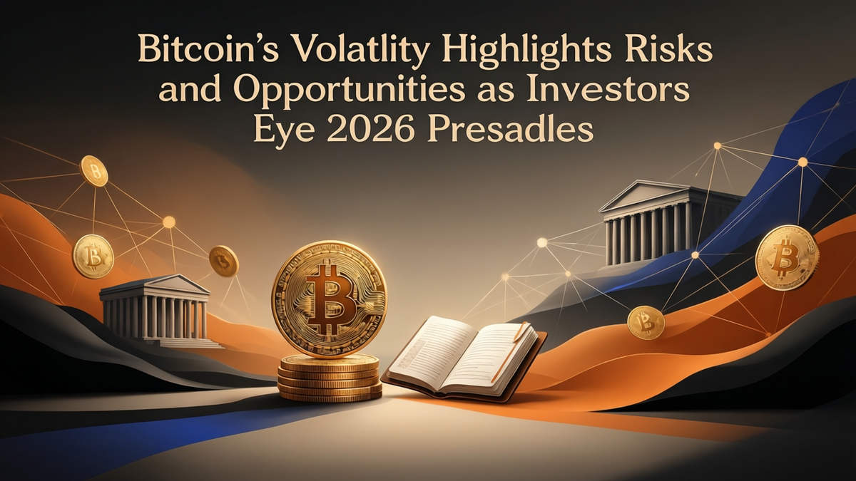 Editorial illustration for: Bitcoin’s Volatility Highlights Risks and Opportunities as Investors Eye 2026 Presales