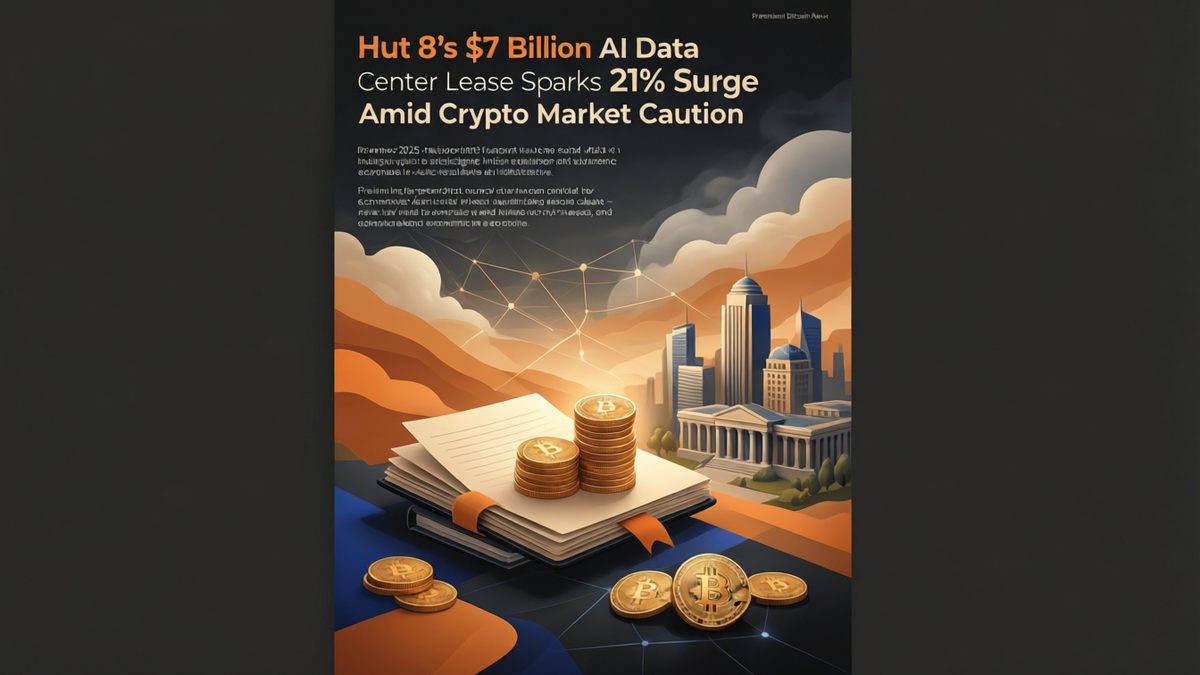 Editorial illustration for: Hut 8’s $7 Billion AI Data Center Lease Sparks 21% Surge Amid Crypto Market Caution