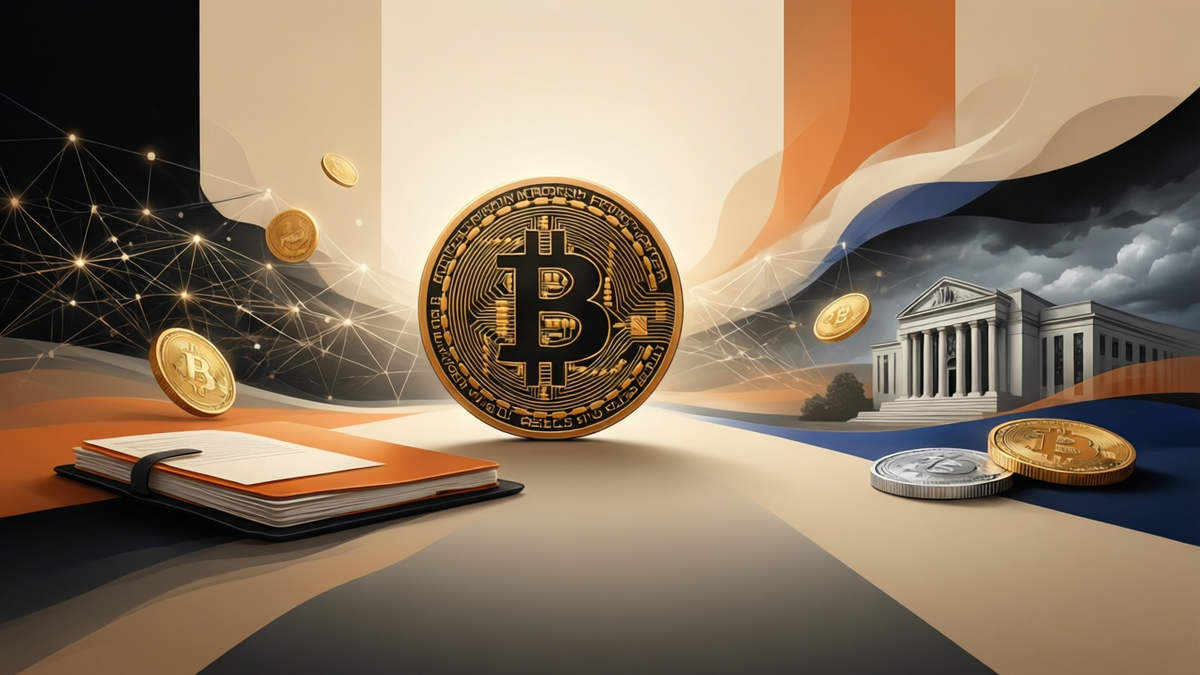 Editorial illustration for: Kevin Warsh Fed Nomination Sparks $15 Trillion Gold-Silver Wipeout While Bitcoin Slides Towards $80,000