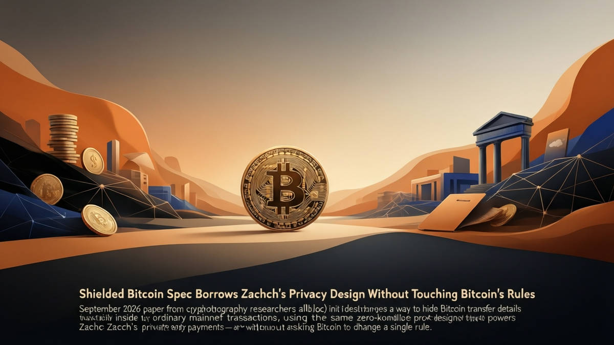 Editorial illustration for: Shielded Bitcoin Spec Borrows Zcash's Privacy Design Without Touching Bitcoin's Rules
