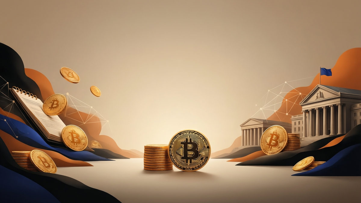 Editorial illustration for: Trump Media’s $406 Million Q1 Loss Highlights Bitcoin’s Volatile Impact on Corporate Valuations